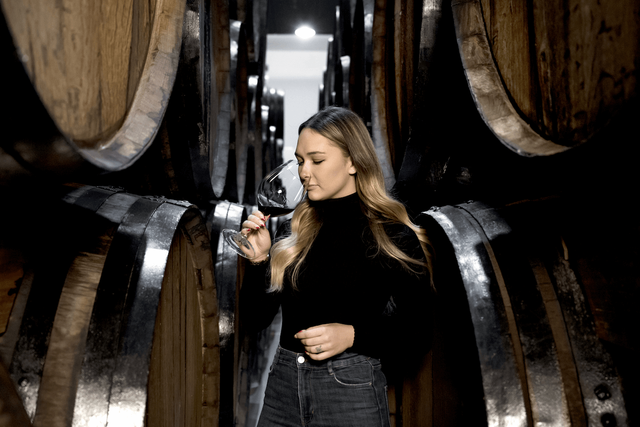 woman with wine
